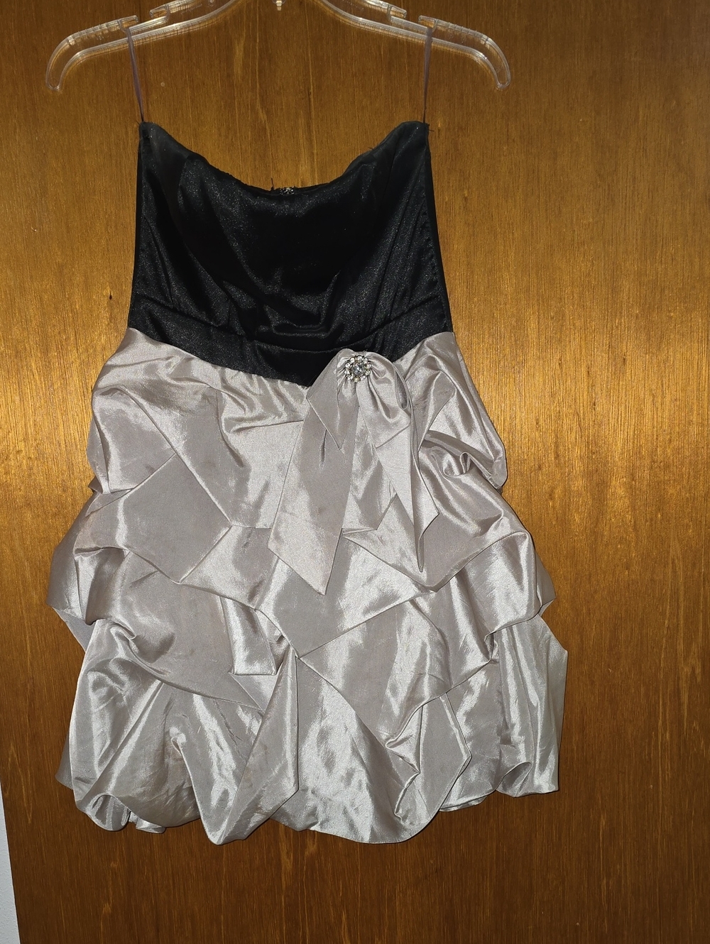 Studio Y Black and Silver Strapless Ruffle Party Camisole